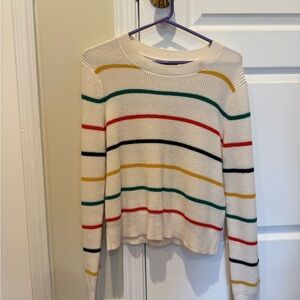 Banana Republic Cream Sweater with Colorful Stripes